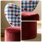 LIVARA Accent Chair - Heart Backrest with Soft Velvet Upholstery and Solid Wood Frame, Cute Swivel Makeup Chair for Bedroom & Dressing Area - Red