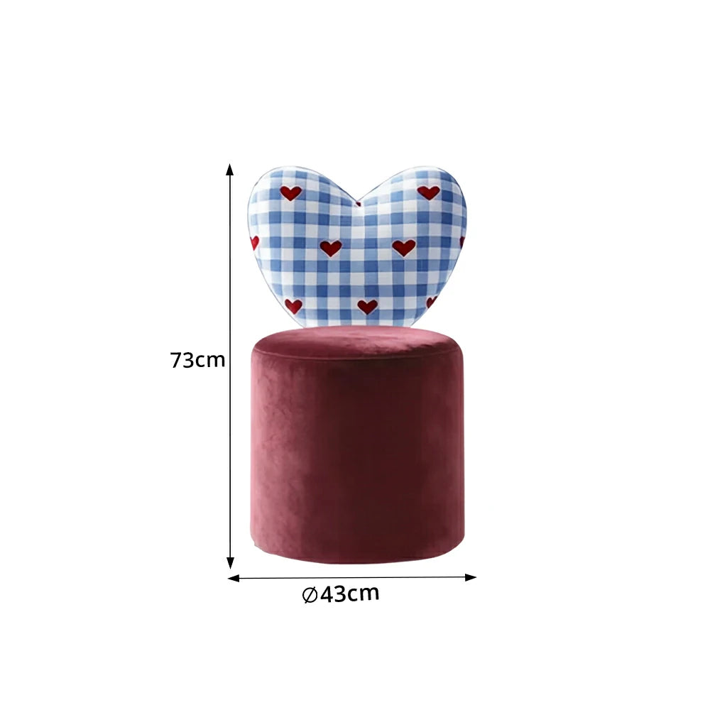 LIVARA Accent Chair - Heart Backrest with Soft Velvet Upholstery and Solid Wood Frame, Cute Swivel Makeup Chair for Bedroom & Dressing Area - Red