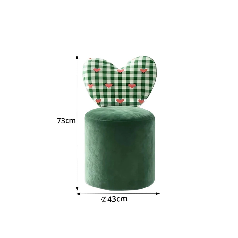 LIVARA Accent Chair - Heart Backrest with Soft Velvet Upholstery and Solid Wood Frame, Cute Swivel Makeup Chair for Bedroom & Dressing Area - Green