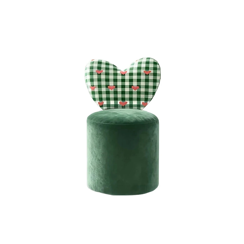 LIVARA Accent Chair - Heart Backrest with Soft Velvet Upholstery and Solid Wood Frame, Cute Swivel Makeup Chair for Bedroom & Dressing Area - Green