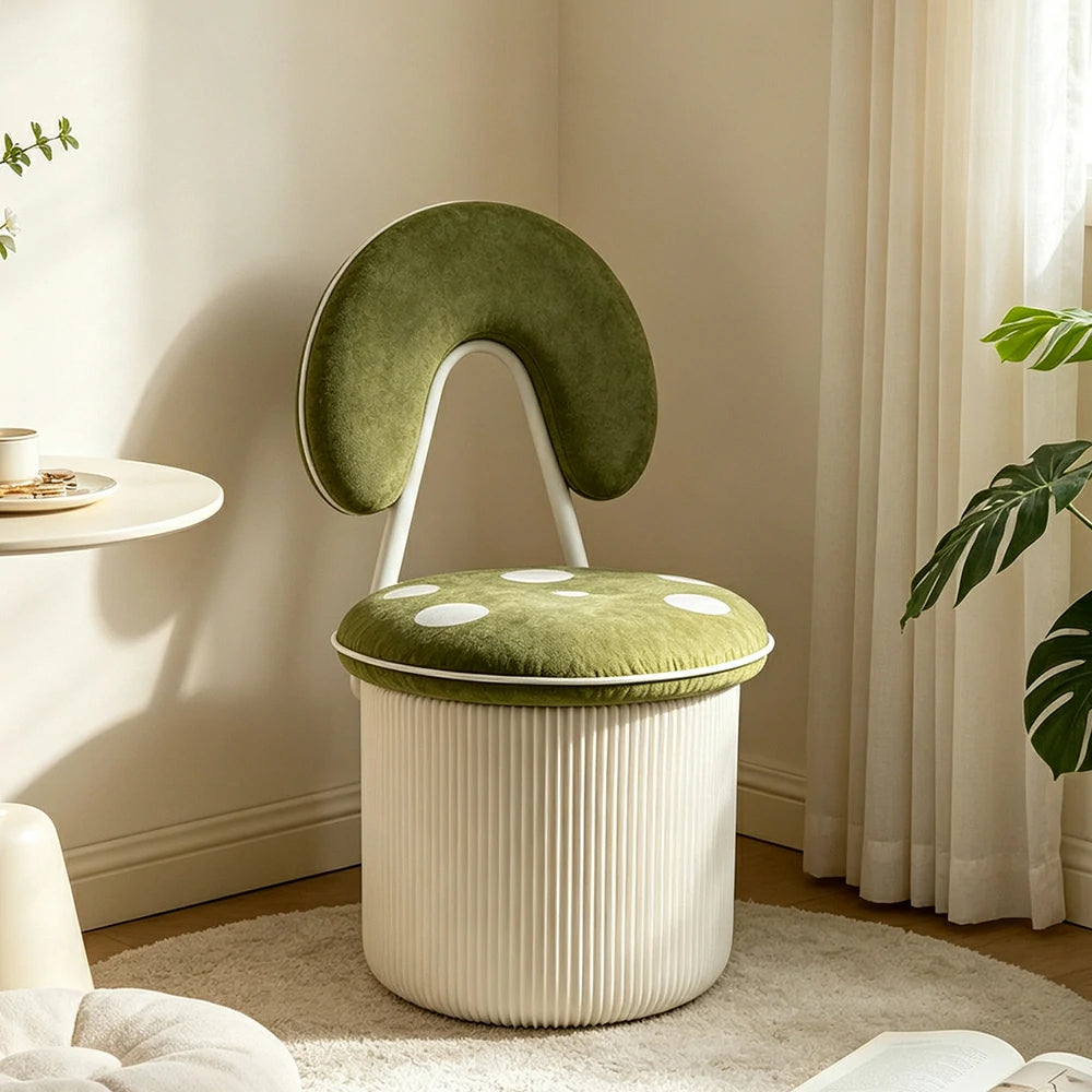 LIVARA Accent Chair - Mushroom Design with Chenille Upholstery and Swivel Base, Cute Makeup Chair for Bedroom & Dressing Area - Green