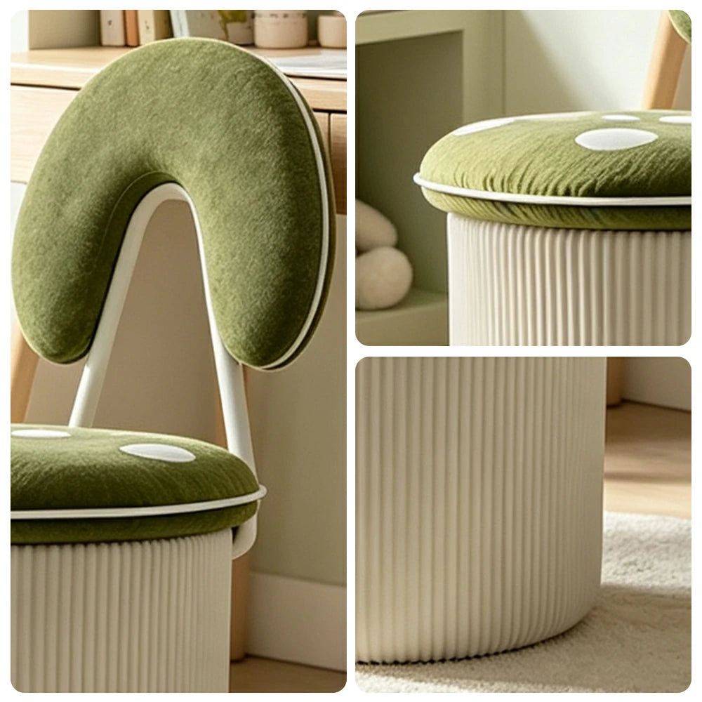 LIVARA Accent Chair - Mushroom Design with Chenille Upholstery and Swivel Base, Cute Makeup Chair for Bedroom & Dressing Area - Green