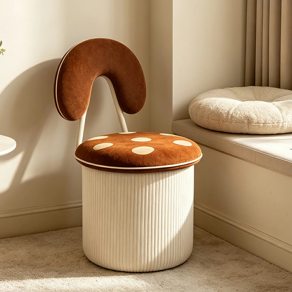 LIVARA Accent Chair - Mushroom Design with Chenille Upholstery and Swivel Base, Cute Makeup Chair for Bedroom & Dressing Area - Brown
