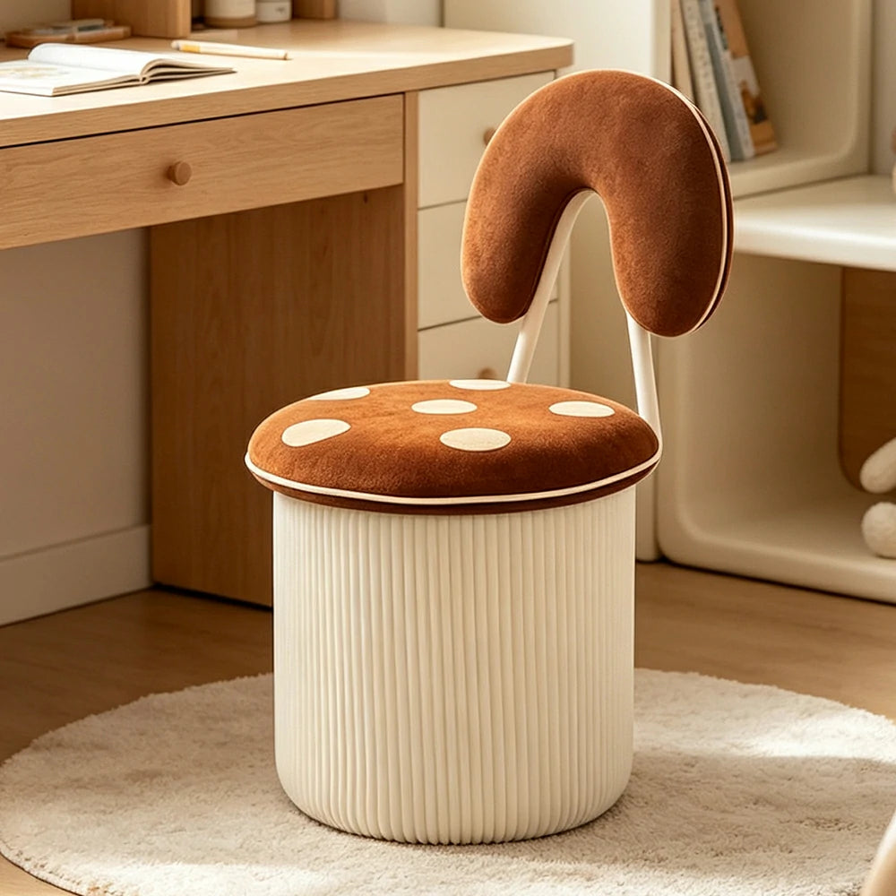 LIVARA Accent Chair - Mushroom Design with Chenille Upholstery and Swivel Base, Cute Makeup Chair for Bedroom & Dressing Area - Brown