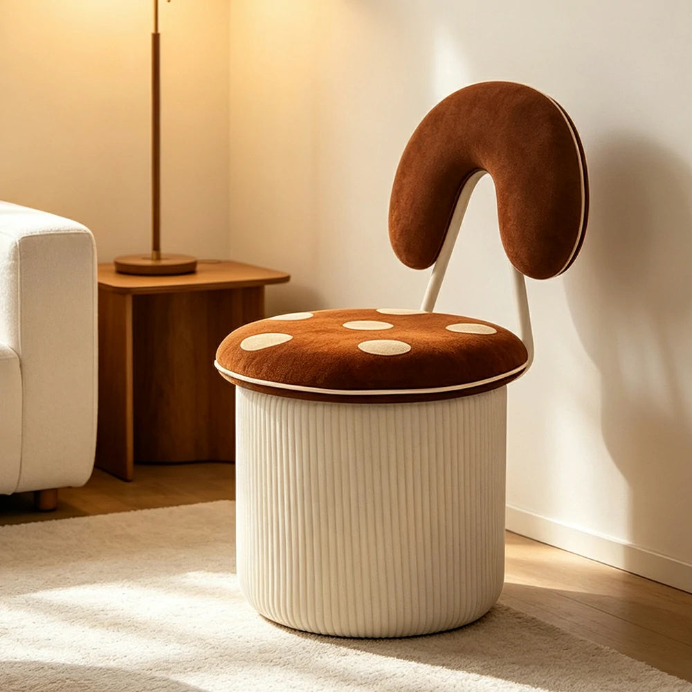 LIVARA Accent Chair - Mushroom Design with Chenille Upholstery and Swivel Base, Cute Makeup Chair for Bedroom & Dressing Area - Brown