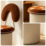 LIVARA Accent Chair - Mushroom Design with Chenille Upholstery and Swivel Base, Cute Makeup Chair for Bedroom & Dressing Area - Brown