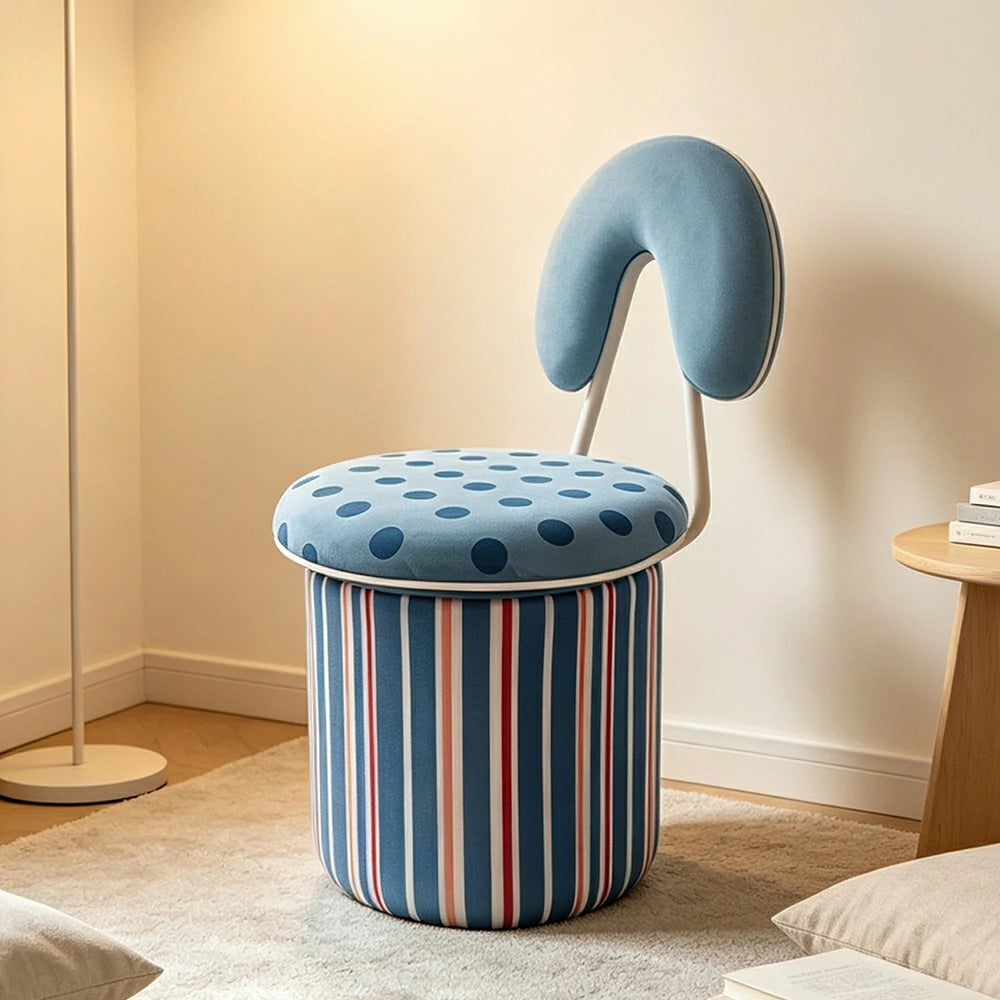 LIVARA Accent Chair - Mushroom Design with Chenille Upholstery and Swivel Base, Cute Makeup Chair for Bedroom & Dressing Area - Blue