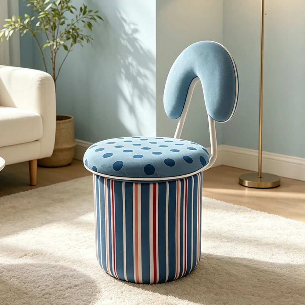 LIVARA Accent Chair - Mushroom Design with Chenille Upholstery and Swivel Base, Cute Makeup Chair for Bedroom & Dressing Area - Blue