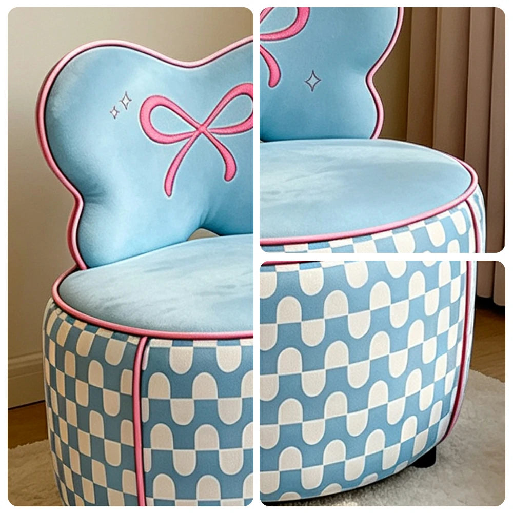 LIVARA Lounge Chair - Butterfly Backrest with Soft Velvet Upholstery and Solid Wood Frame, Cute Accent Chair for Living Room & Bedroom - Blue
