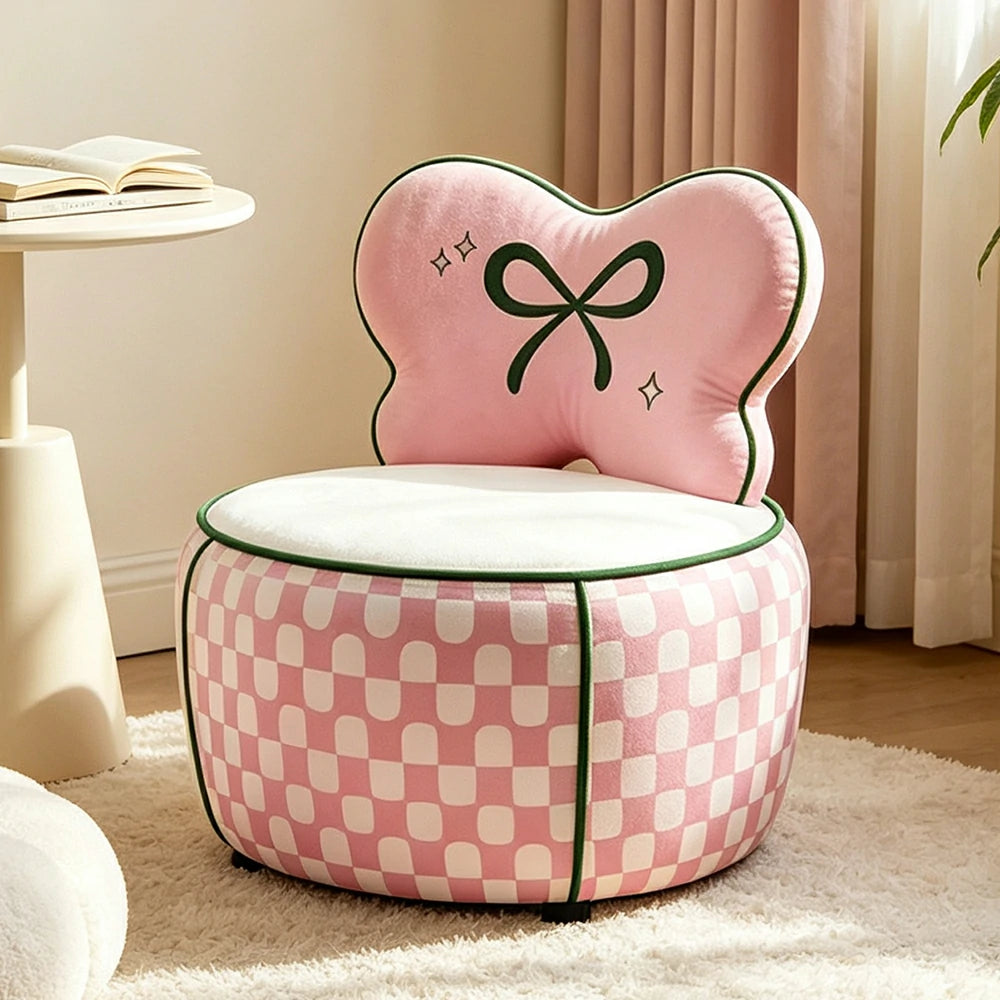 LIVARA Lounge Chair - Butterfly Backrest with Soft Velvet Upholstery and Solid Wood Frame, Cute Accent Chair for Living Room & Bedroom - Pink