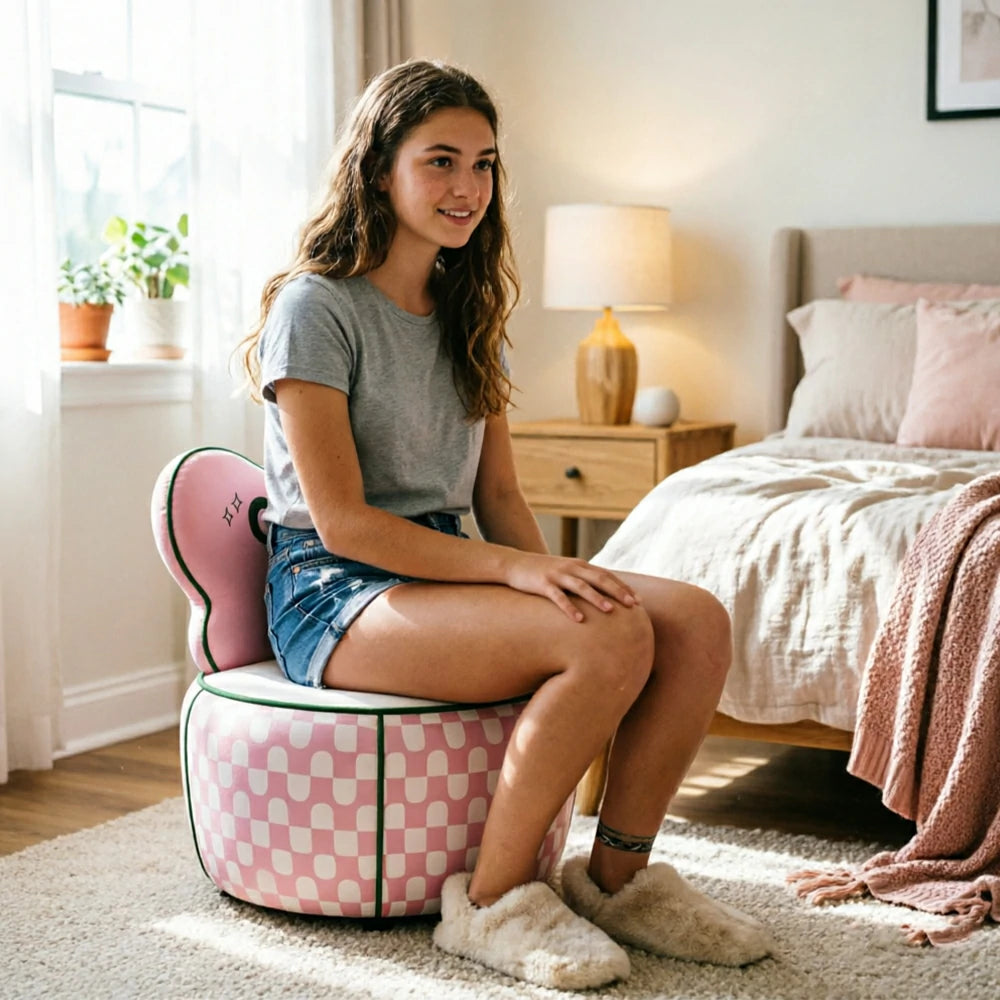 LIVARA Lounge Chair - Butterfly Backrest with Soft Velvet Upholstery and Solid Wood Frame, Cute Accent Chair for Living Room & Bedroom - Pink