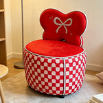 LIVARA Lounge Chair - Butterfly Backrest with Soft Velvet Upholstery and Solid Wood Frame, Cute Accent Chair for Living Room & Bedroom - Red