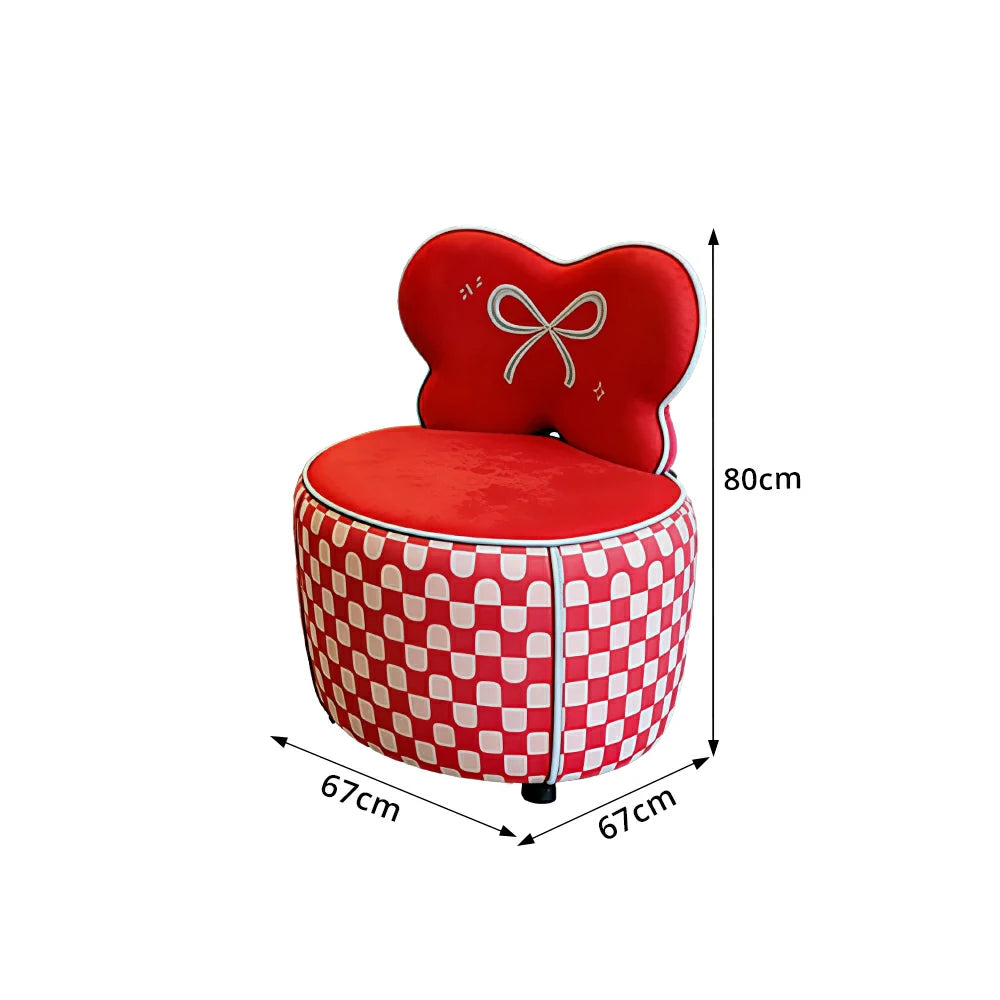 LIVARA Lounge Chair - Butterfly Backrest with Soft Velvet Upholstery and Solid Wood Frame, Cute Accent Chair for Living Room & Bedroom - Red