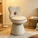LIVARA Accent Chair - Flower Backrest with Chenille Upholstery and Solid Wood Frame, 360-Degree Swivel Makeup Chair for Bedroom - White