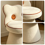 LIVARA Accent Chair - Flower Backrest with Chenille Upholstery and Solid Wood Frame, 360-Degree Swivel Makeup Chair for Bedroom - White