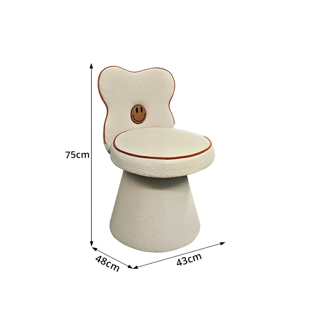 LIVARA Accent Chair - Flower Backrest with Chenille Upholstery and Solid Wood Frame, 360-Degree Swivel Makeup Chair for Bedroom - White