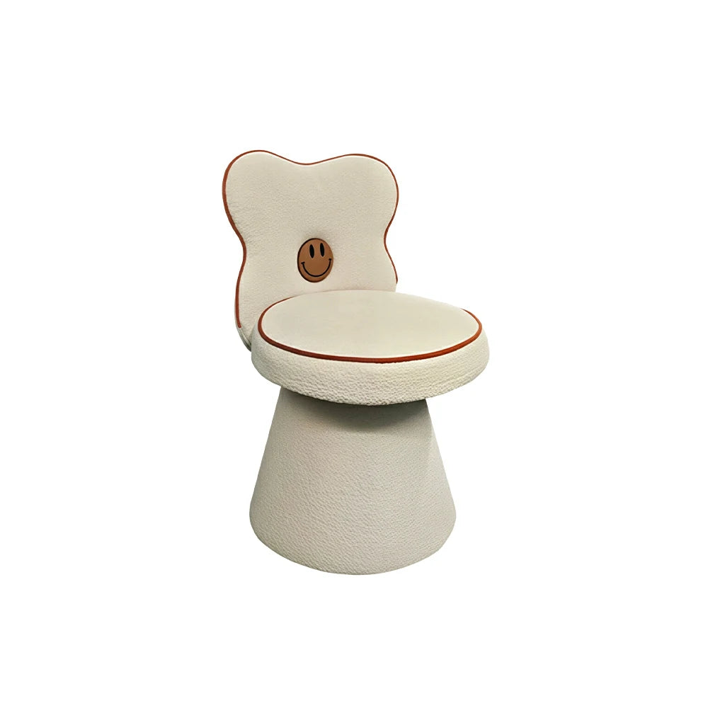 LIVARA Accent Chair - Flower Backrest with Chenille Upholstery and Solid Wood Frame, 360-Degree Swivel Makeup Chair for Bedroom - White