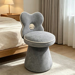 LIVARA Accent Chair - Flower Backrest with Chenille Upholstery and Solid Wood Frame, 360-Degree Swivel Makeup Chair for Bedroom - Grey