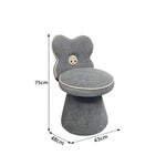 LIVARA Accent Chair - Flower Backrest with Chenille Upholstery and Solid Wood Frame, 360-Degree Swivel Makeup Chair for Bedroom - Grey
