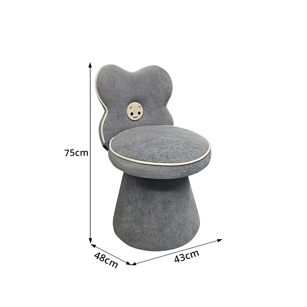 LIVARA Accent Chair - Flower Backrest with Chenille Upholstery and Solid Wood Frame, 360-Degree Swivel Makeup Chair for Bedroom - Grey