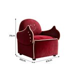 LIVARA Lounge Chair - Smile Face Design with Soft Velvet Upholstery and Solid Wood Frame, Cozy Accent Chair for Living Room & Bedroom - Red