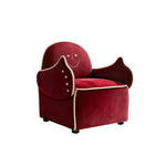 LIVARA Lounge Chair - Smile Face Design with Soft Velvet Upholstery and Solid Wood Frame, Cozy Accent Chair for Living Room & Bedroom - Red