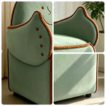 LIVARA Lounge Chair - Smile Face Design with Soft Velvet Upholstery and Solid Wood Frame, Cozy Accent Chair for Living Room & Bedroom - Green