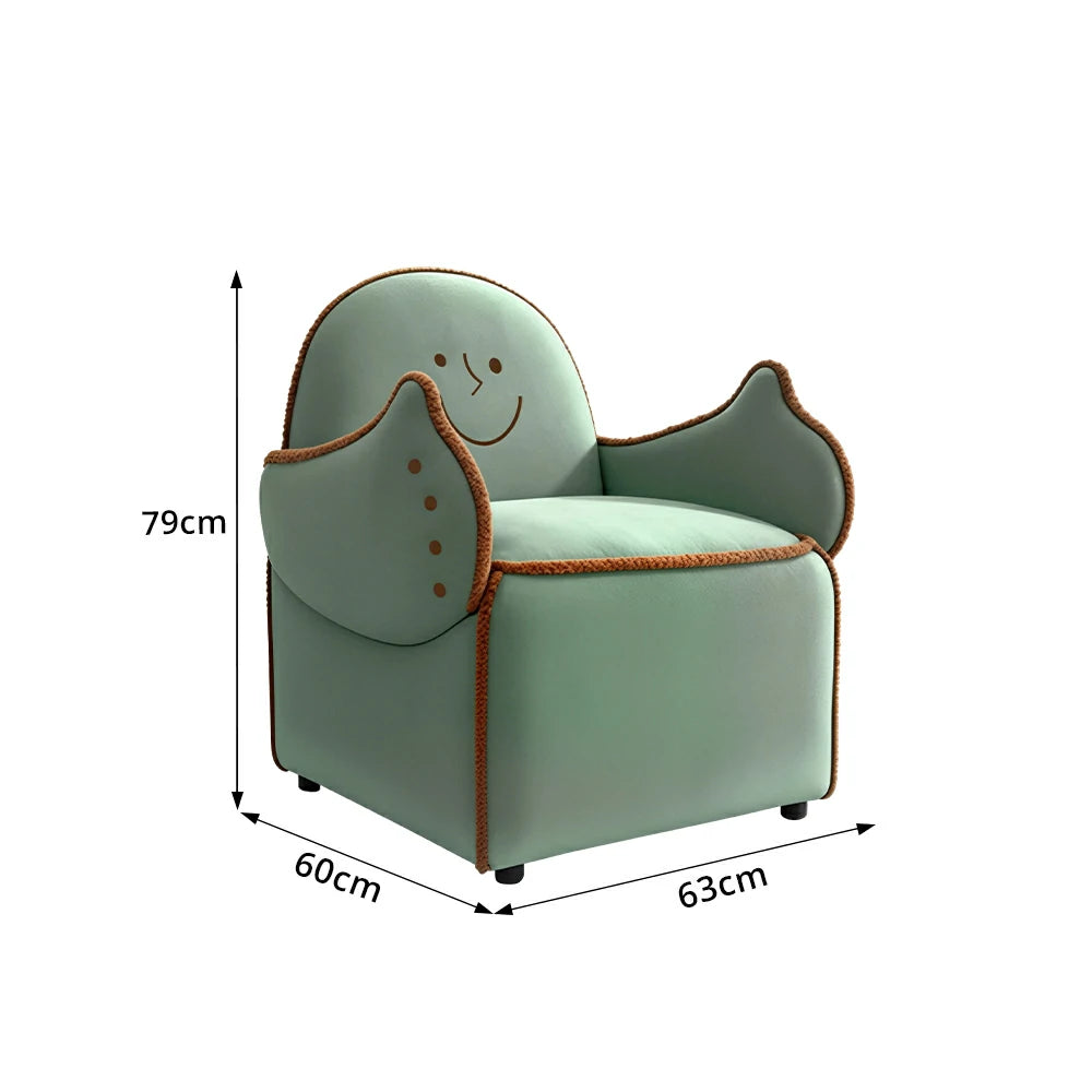 LIVARA Lounge Chair - Smile Face Design with Soft Velvet Upholstery and Solid Wood Frame, Cozy Accent Chair for Living Room & Bedroom - Green