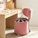 LIVARA Accent Chair - Striped Fabric Upholstery with Rotatable Backrest and Swivel Base, Modern Makeup Chair for Bedroom & Dressing Area - Pink