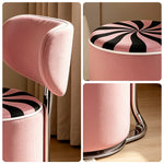LIVARA Accent Chair - Striped Fabric Upholstery with Rotatable Backrest and Swivel Base, Modern Makeup Chair for Bedroom & Dressing Area - Pink