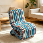 LIVARA Lounge Chair - Polka Dot Velvet Upholstery with Ergonomic Curved Design, Cozy Accent Chair for Living Room & Bedroom - Blue