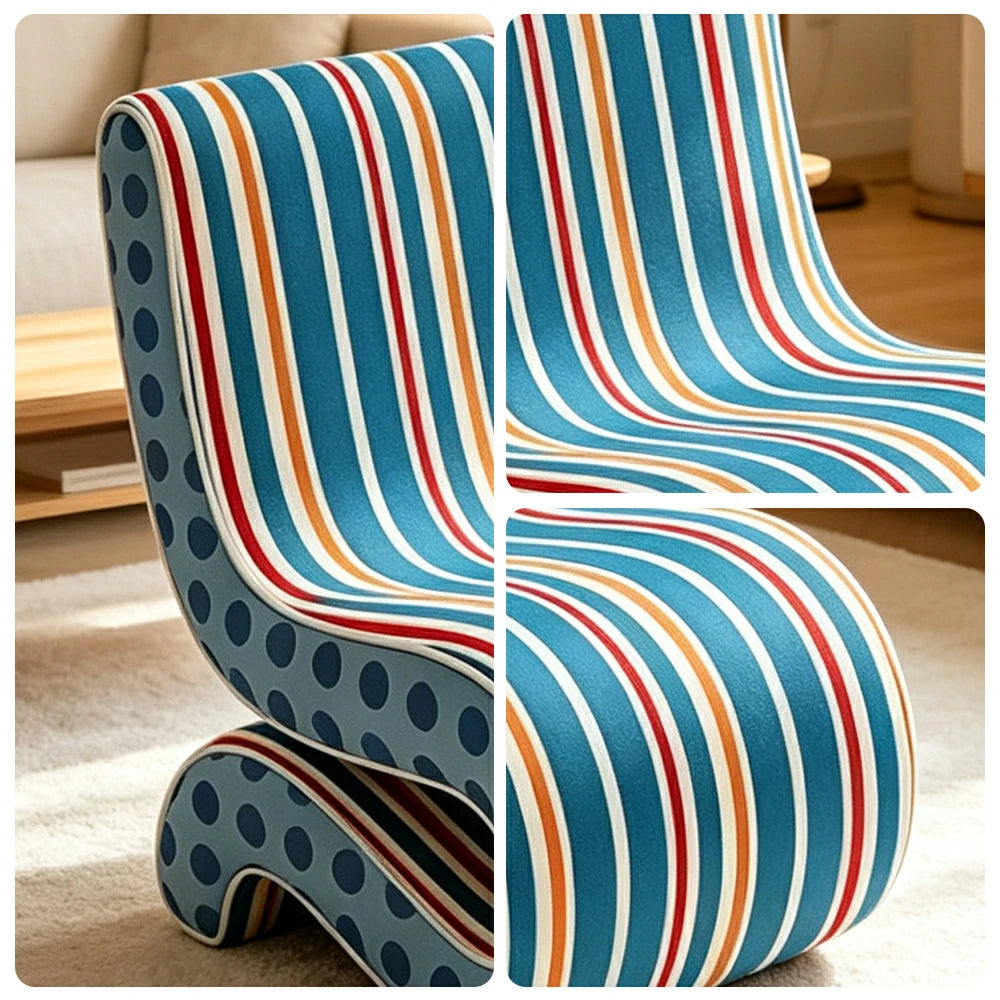 LIVARA Lounge Chair - Polka Dot Velvet Upholstery with Ergonomic Curved Design, Cozy Accent Chair for Living Room & Bedroom - Blue