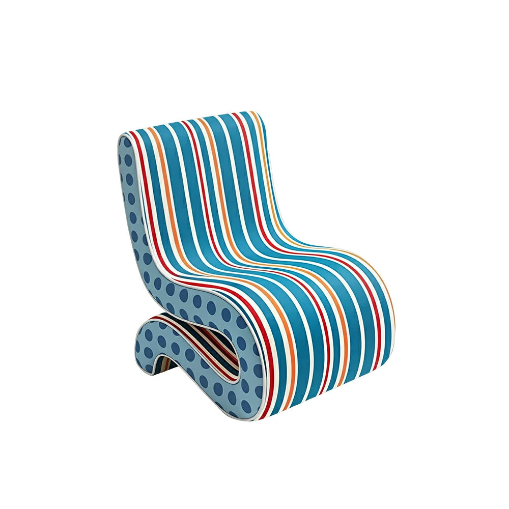 LIVARA Lounge Chair - Polka Dot Velvet Upholstery with Ergonomic Curved Design, Cozy Accent Chair for Living Room & Bedroom - Blue
