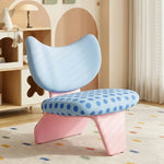 LIVARA Accent Chair - Polka Dot Velvet Upholstery with Unique Curved Backrest and Creative Design, Cute Lounge Chair for Bedroom & Living Space - Blue