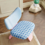 LIVARA Accent Chair - Polka Dot Velvet Upholstery with Unique Curved Backrest and Creative Design, Cute Lounge Chair for Bedroom & Living Space - Blue