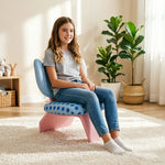 LIVARA Accent Chair - Polka Dot Velvet Upholstery with Unique Curved Backrest and Creative Design, Cute Lounge Chair for Bedroom & Living Space - Blue
