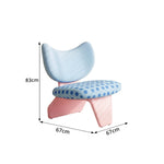 LIVARA Accent Chair - Polka Dot Velvet Upholstery with Unique Curved Backrest and Creative Design, Cute Lounge Chair for Bedroom & Living Space - Blue