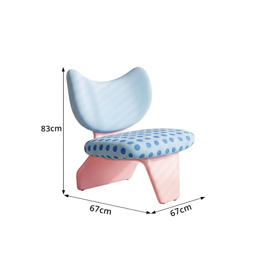 LIVARA Accent Chair - Polka Dot Velvet Upholstery with Unique Curved Backrest and Creative Design, Cute Lounge Chair for Bedroom & Living Space - Blue