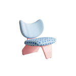 LIVARA Accent Chair - Polka Dot Velvet Upholstery with Unique Curved Backrest and Creative Design, Cute Lounge Chair for Bedroom & Living Space - Blue