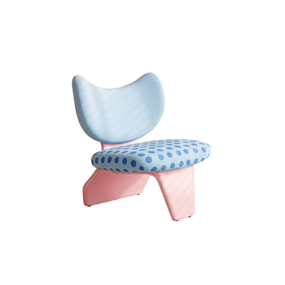 LIVARA Accent Chair - Polka Dot Velvet Upholstery with Unique Curved Backrest and Creative Design, Cute Lounge Chair for Bedroom & Living Space - Blue