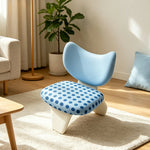 LIVARA Accent Chair - Polka Dot Velvet Upholstery with Unique Curved Backrest and Creative Design, Cute Lounge Chair for Bedroom & Living Space - Blue