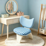 LIVARA Accent Chair - Polka Dot Velvet Upholstery with Unique Curved Backrest and Creative Design, Cute Lounge Chair for Bedroom & Living Space - Blue