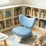LIVARA Accent Chair - Polka Dot Velvet Upholstery with Unique Curved Backrest and Creative Design, Cute Lounge Chair for Bedroom & Living Space - Blue