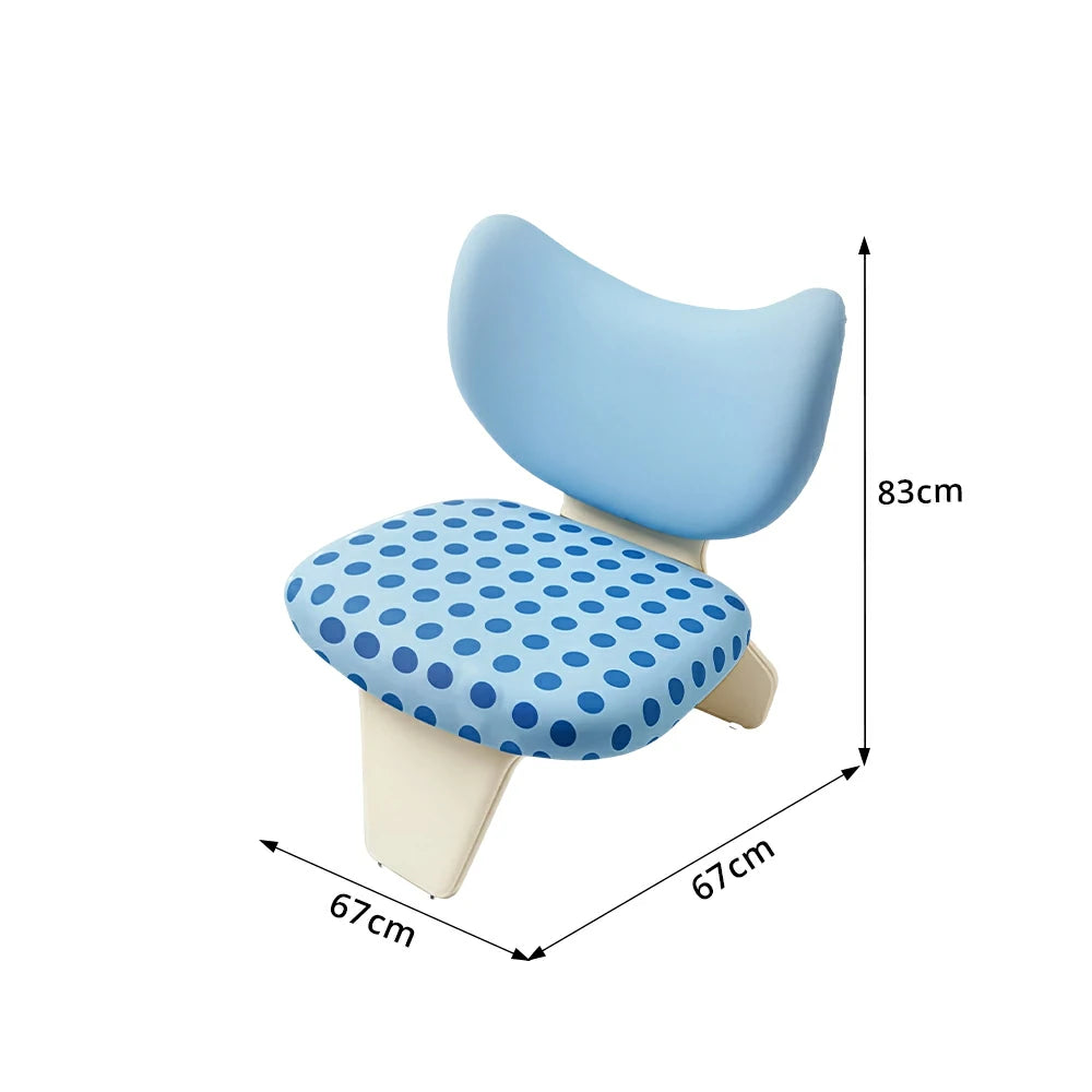 LIVARA Accent Chair - Polka Dot Velvet Upholstery with Unique Curved Backrest and Creative Design, Cute Lounge Chair for Bedroom & Living Space - Blue