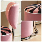 LIVARA Accent Chair - Swirl Pattern Velvet Upholstery with Curved Backrest and Stainless Steel Swivel Base, Modern Makeup Chair for Bedroom - Pink