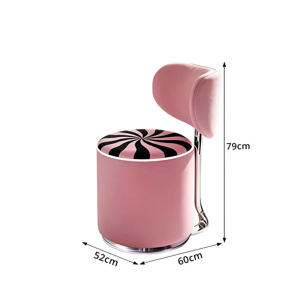 LIVARA Accent Chair - Swirl Pattern Velvet Upholstery with Curved Backrest and Stainless Steel Swivel Base, Modern Makeup Chair for Bedroom - Pink