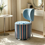 LIVARA Accent Chair - Swirl Pattern Velvet Upholstery with Curved Backrest and Stainless Steel Swivel Base, Modern Makeup Chair for Bedroom - Blue