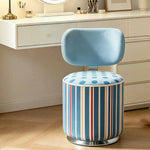 LIVARA Accent Chair - Swirl Pattern Velvet Upholstery with Curved Backrest and Stainless Steel Swivel Base, Modern Makeup Chair for Bedroom - Blue