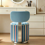LIVARA Accent Chair - Swirl Pattern Velvet Upholstery with Curved Backrest and Stainless Steel Swivel Base, Modern Makeup Chair for Bedroom - Blue
