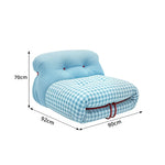 LIVARA Lounge Chair - Chenille and Plaid Fabric Upholstery with Solid Timber Frame, Cozy Retro Accent Chair for Living Room & Bedroom - Blue